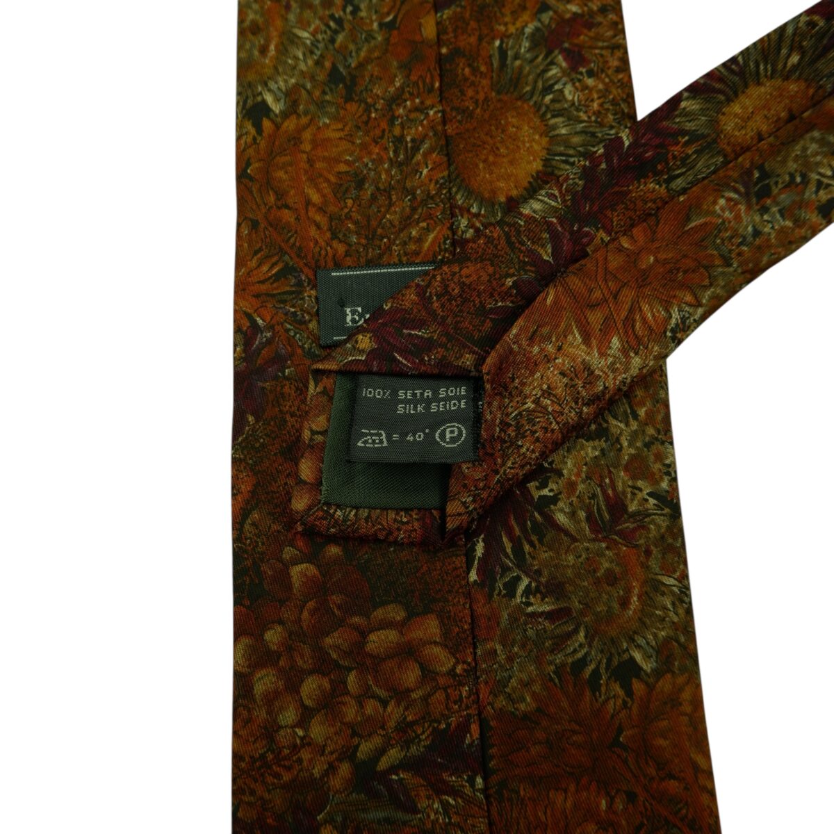 a15888 10 Ermenegildo Zegna Tie Silk Brown Floral Italy (US Import Tax Included) มุมที่ 10