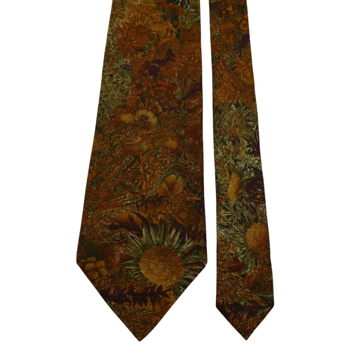 a15888 3 Ermenegildo Zegna Tie Silk Brown Floral Italy (US Import Tax Included) มุมที่ 3