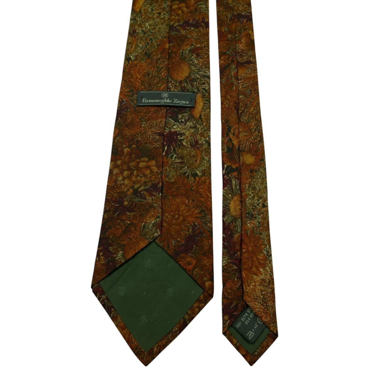 a15888 4 Ermenegildo Zegna Tie Silk Brown Floral Italy (US Import Tax Included) มุมที่ 4