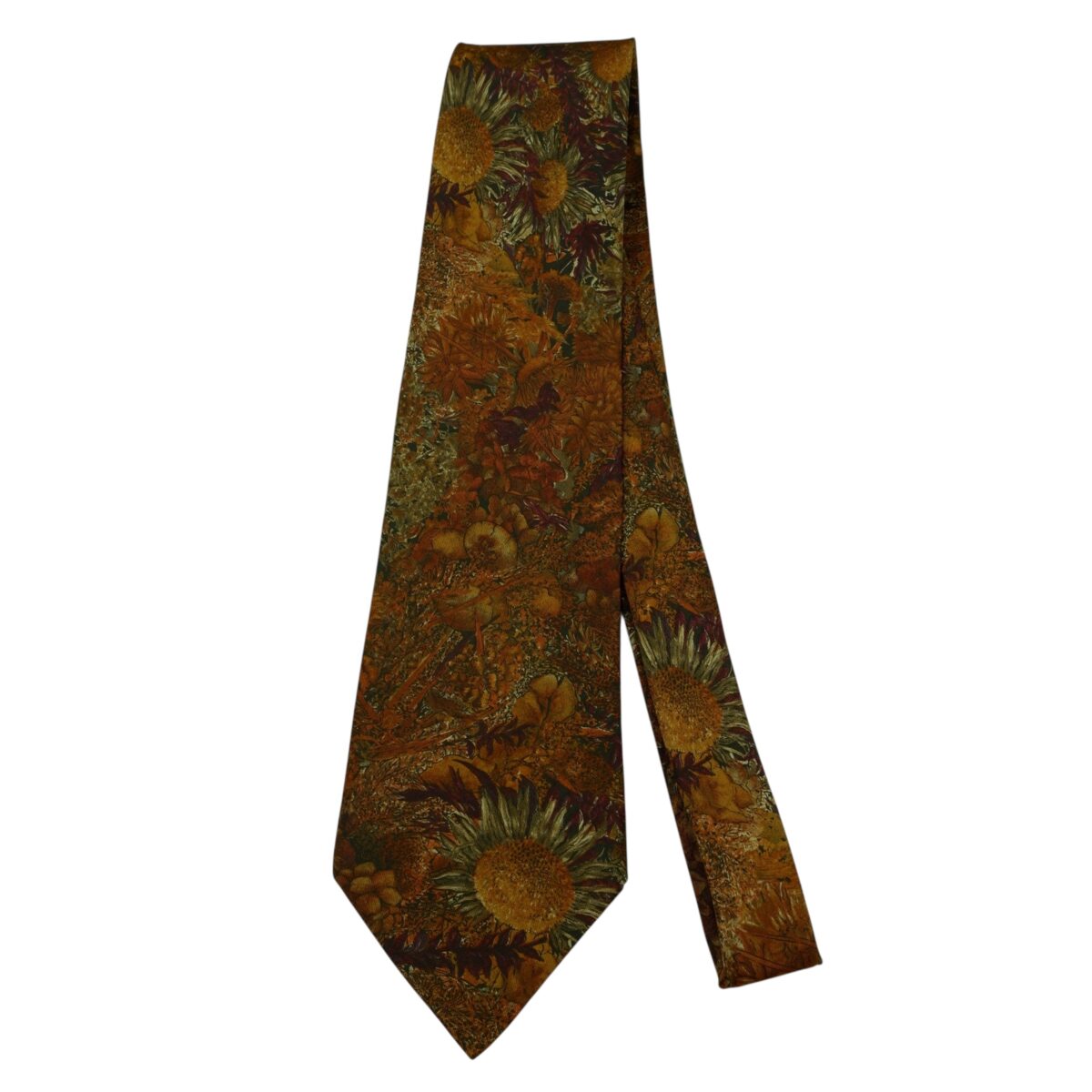 a15888 5 Ermenegildo Zegna Tie Silk Brown Floral Italy (US Import Tax Included) มุมที่ 5
