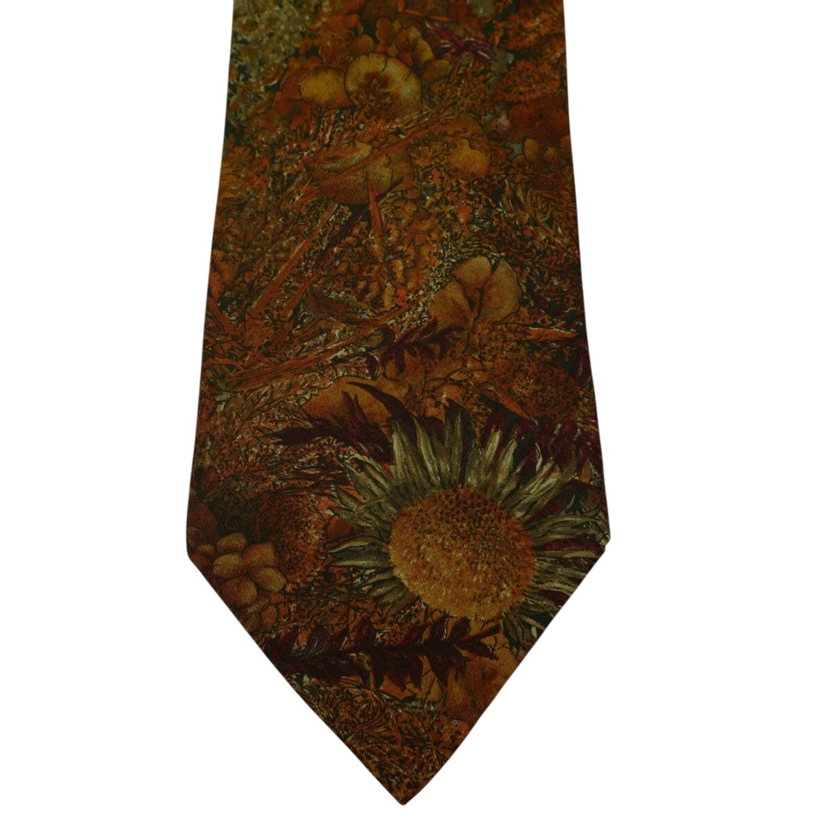 a15888 6 Ermenegildo Zegna Tie Silk Brown Floral Italy (US Import Tax Included) มุมที่ 6