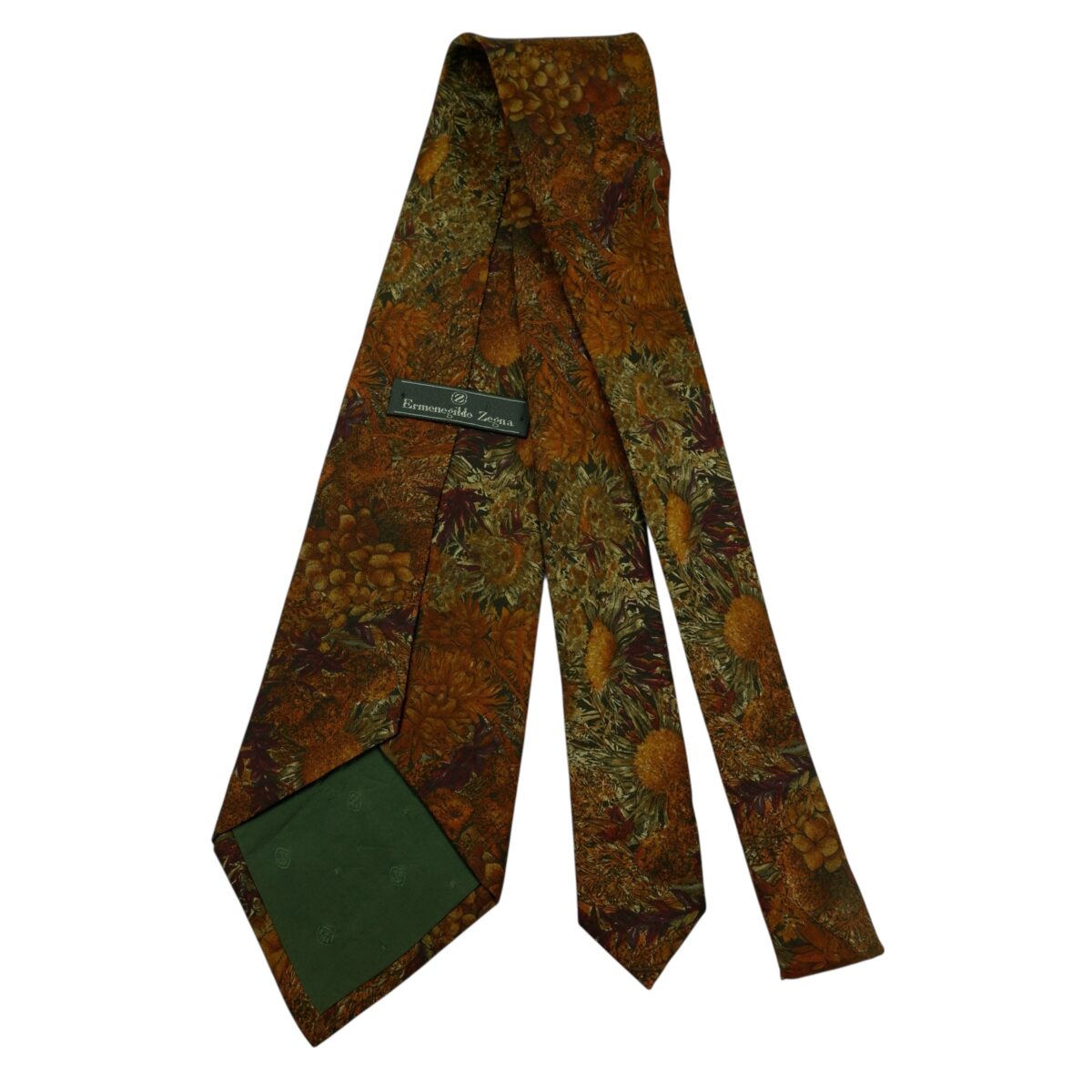 a15888 7 Ermenegildo Zegna Tie Silk Brown Floral Italy (US Import Tax Included) มุมที่ 7
