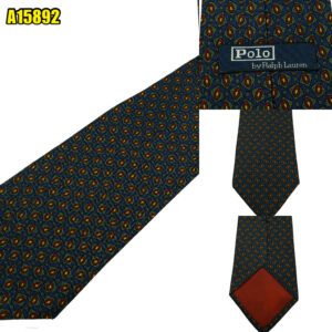 Ralph Lauren Tie Silk Dark Navy Geometric USA (US Import Tax Included) มุมที่ 1