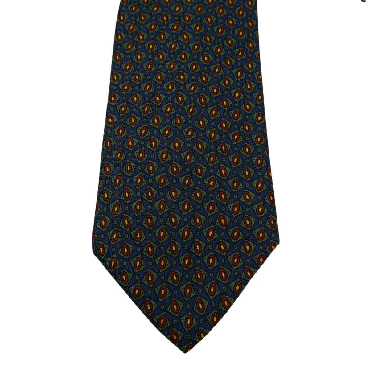 a15892 6 Ralph Lauren Tie Silk Dark Navy Geometric USA (US Import Tax Included) มุมที่ 6