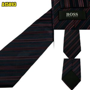 Hugo Boss Tie Silk Black Purple Stripe Italy (US Import Tax Included) มุมที่ 1