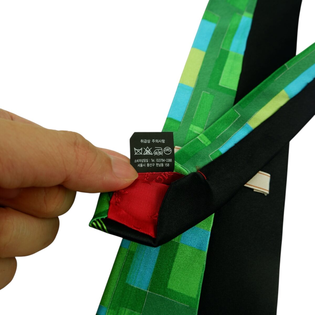 a15897 11 MCM Tie Silk Green Black Korea (US Import Tax Included) มุมที่ 11