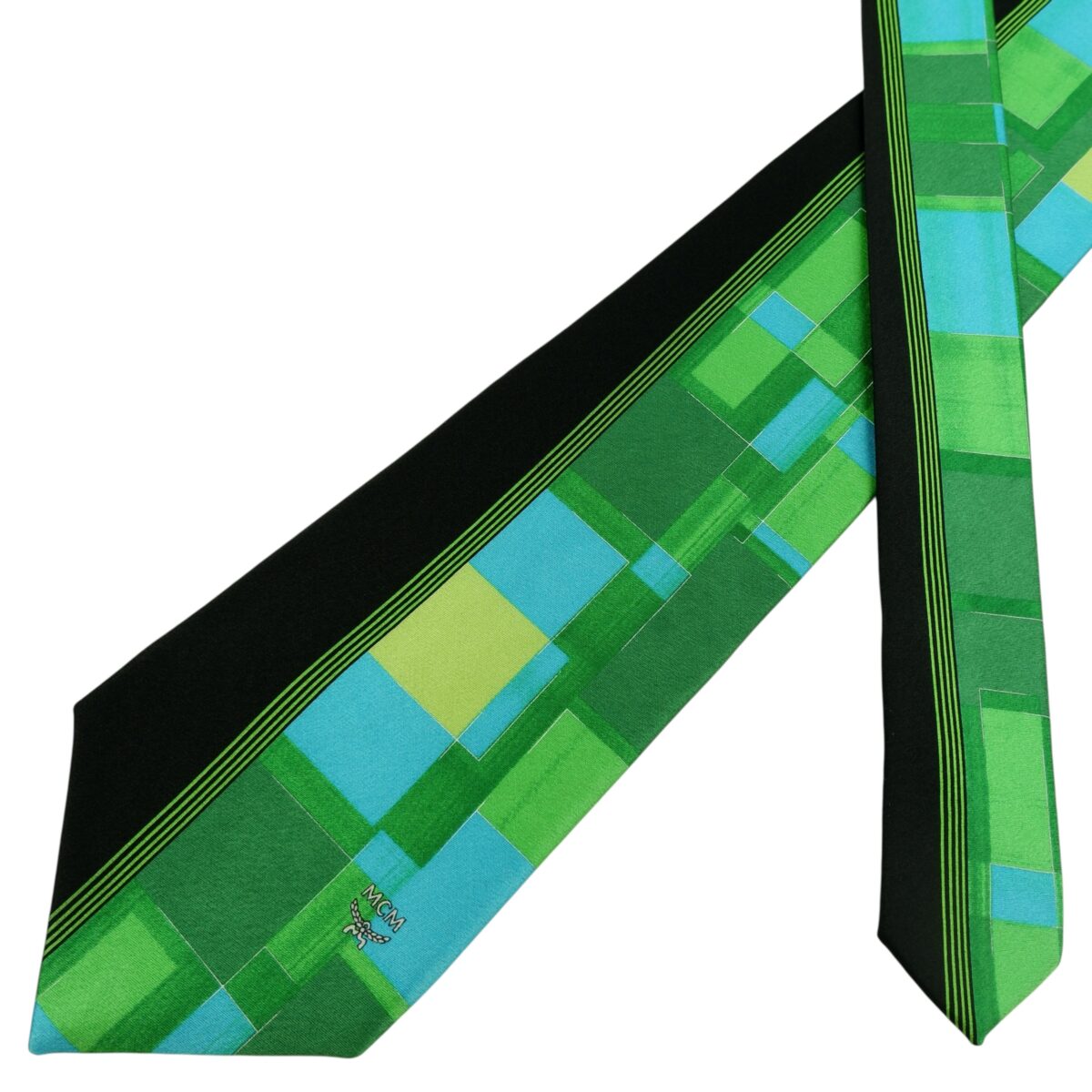 a15897 2 MCM Tie Silk Green Black Korea (US Import Tax Included) มุมที่ 2