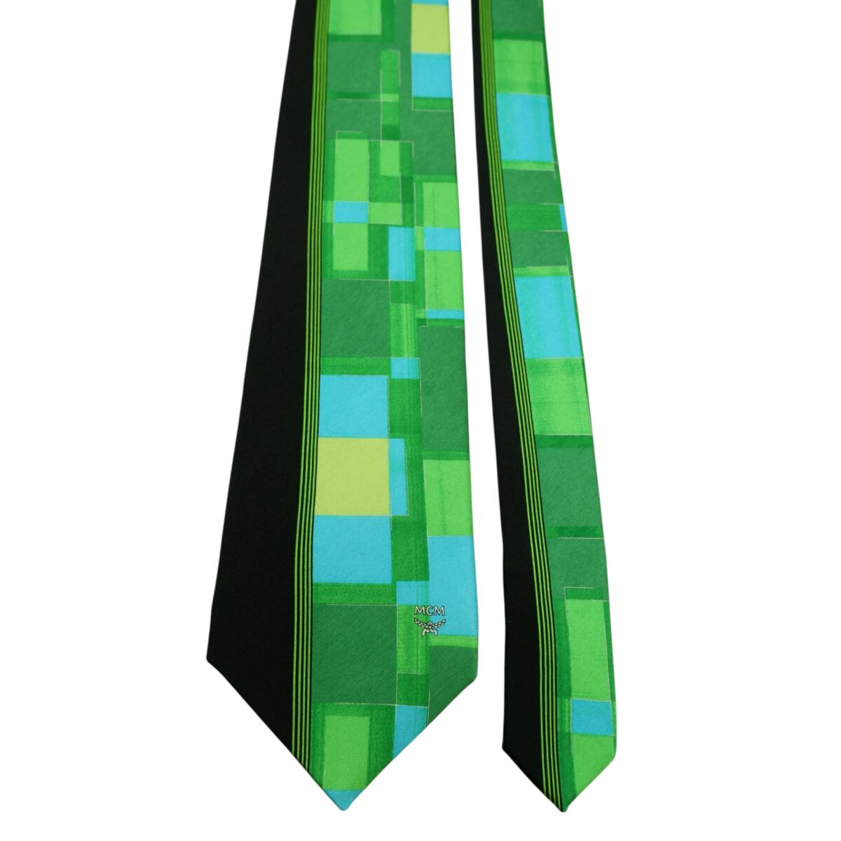 a15897 3 MCM Tie Silk Green Black Korea (US Import Tax Included) มุมที่ 3
