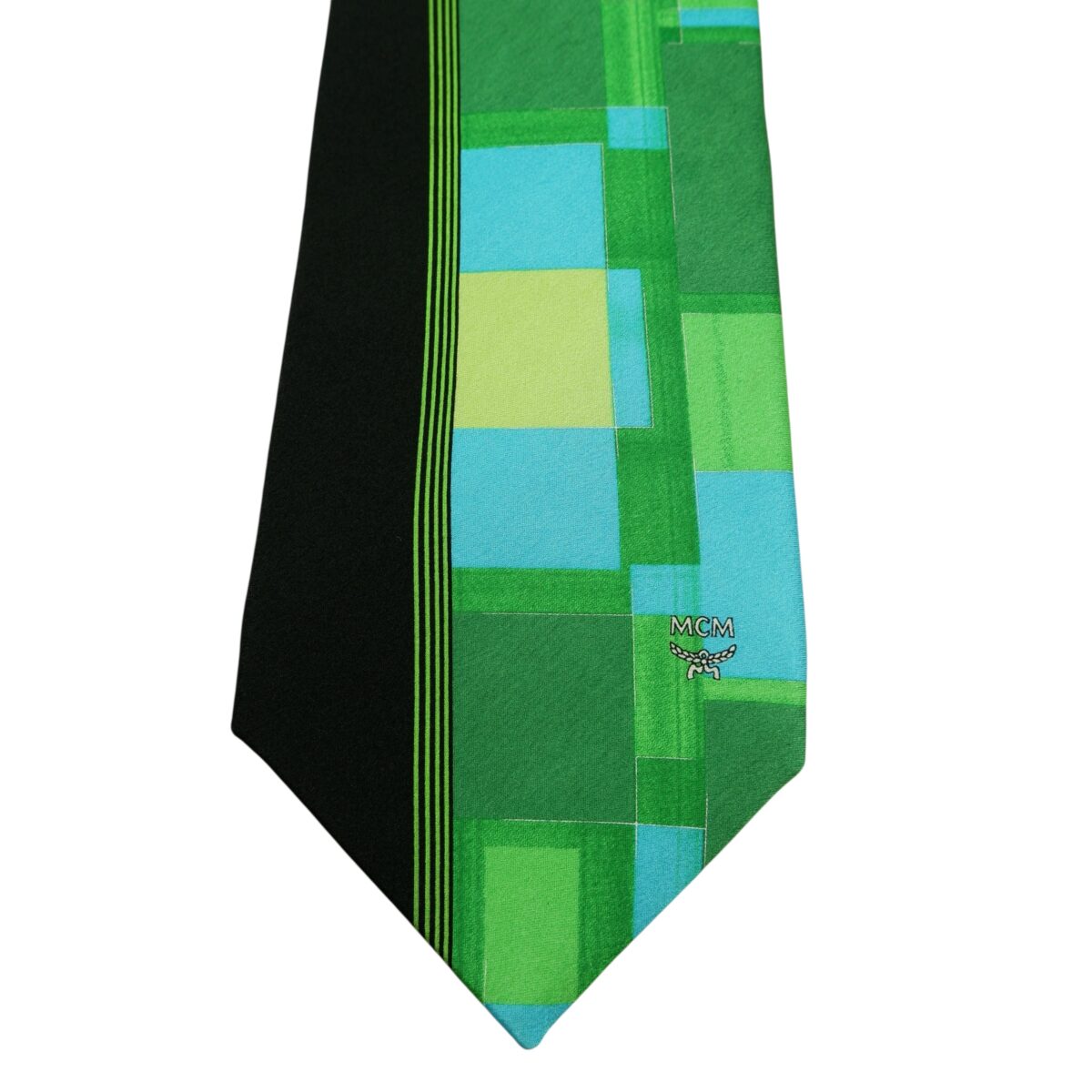 a15897 6 MCM Tie Silk Green Black Korea (US Import Tax Included) มุมที่ 6