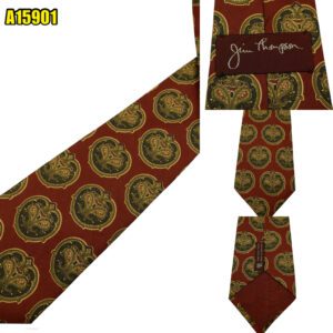 Jim Thompson Tie Silk Brown Geometric Thailand (US Import Tax Included) มุมที่ 1