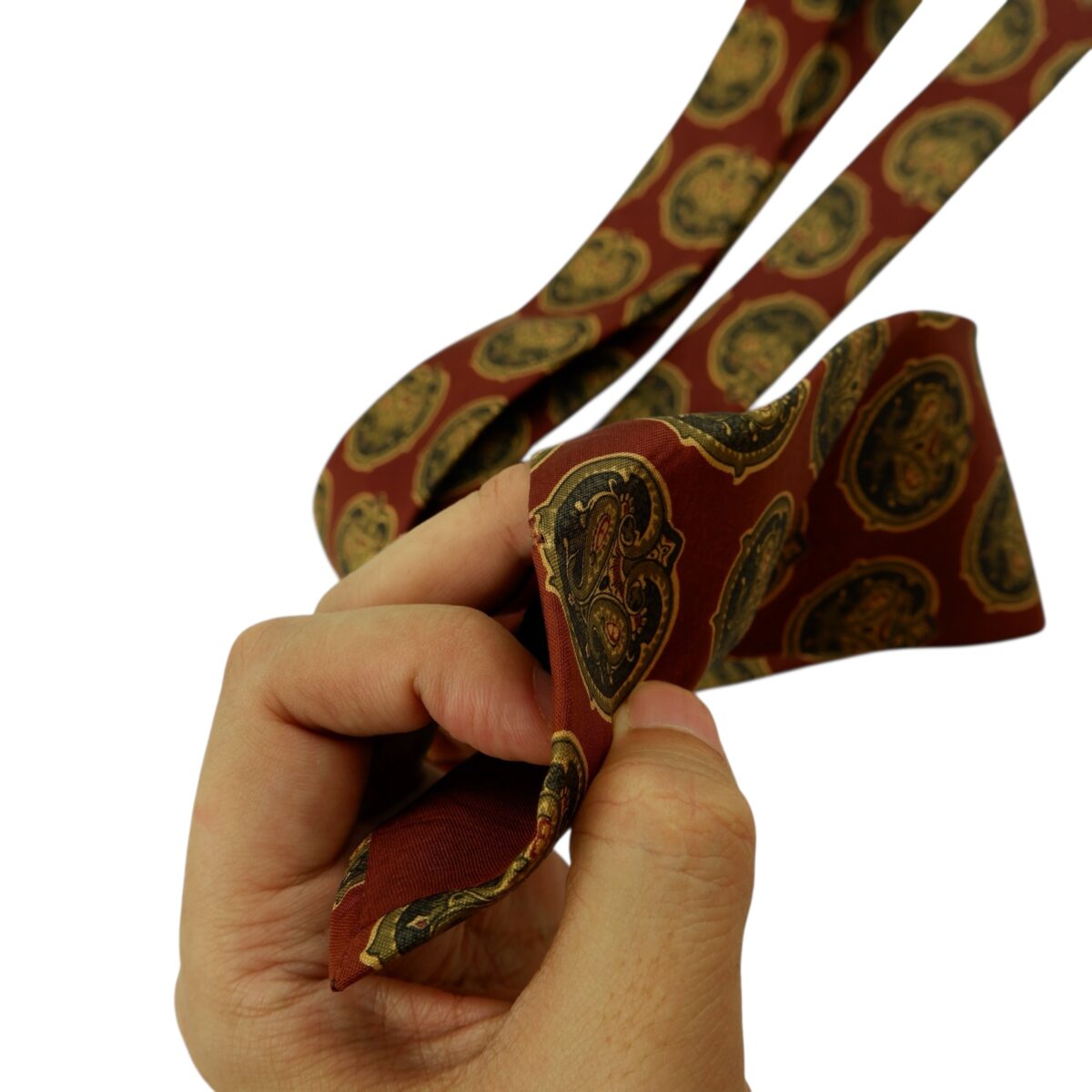 a15901 11 Jim Thompson Tie Silk Brown Geometric Thailand (US Import Tax Included) มุมที่ 11