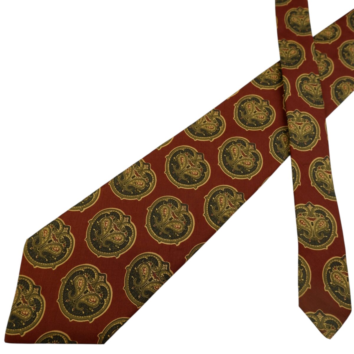 a15901 2 Jim Thompson Tie Silk Brown Geometric Thailand (US Import Tax Included) มุมที่ 2