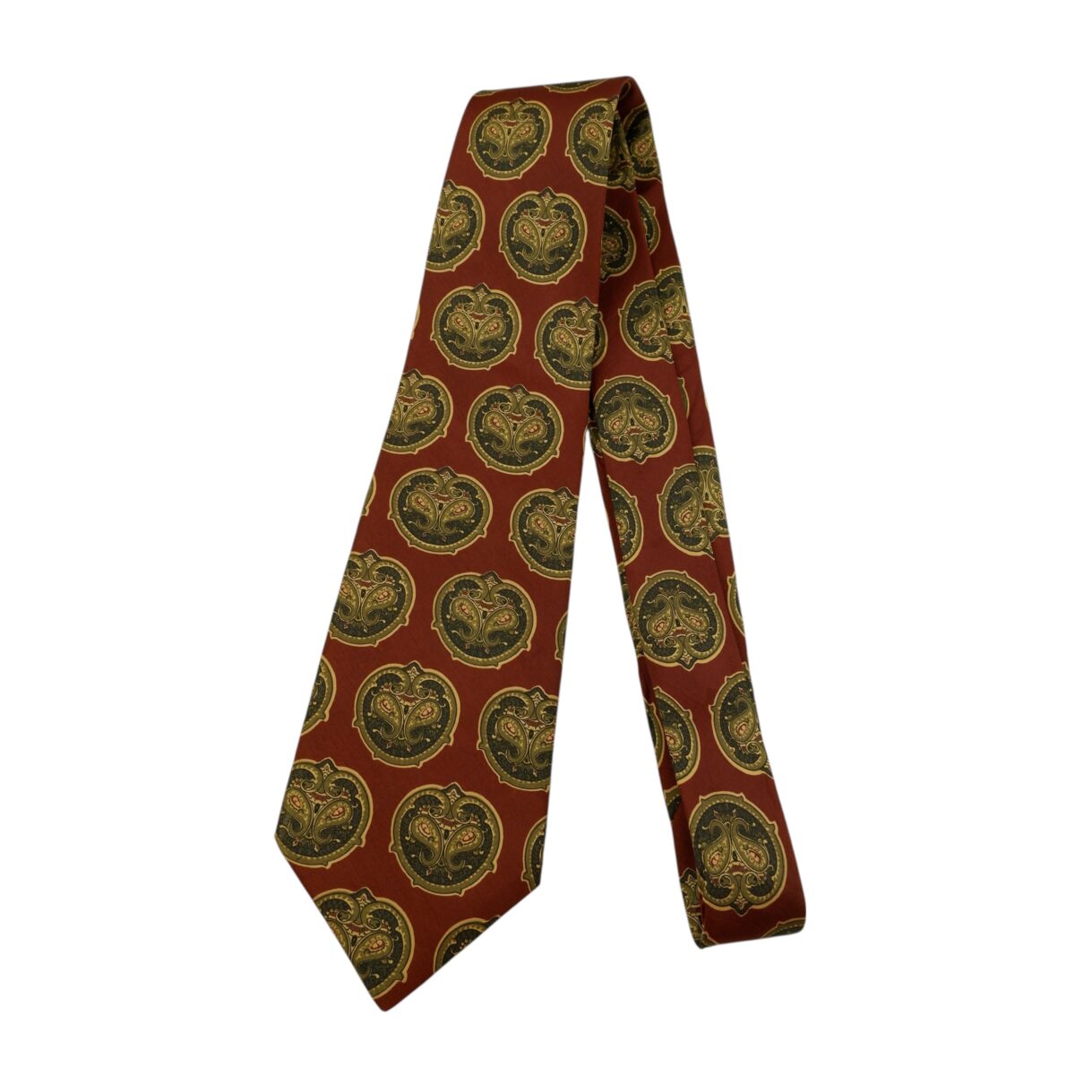 a15901 5 Jim Thompson Tie Silk Brown Geometric Thailand (US Import Tax Included) มุมที่ 5