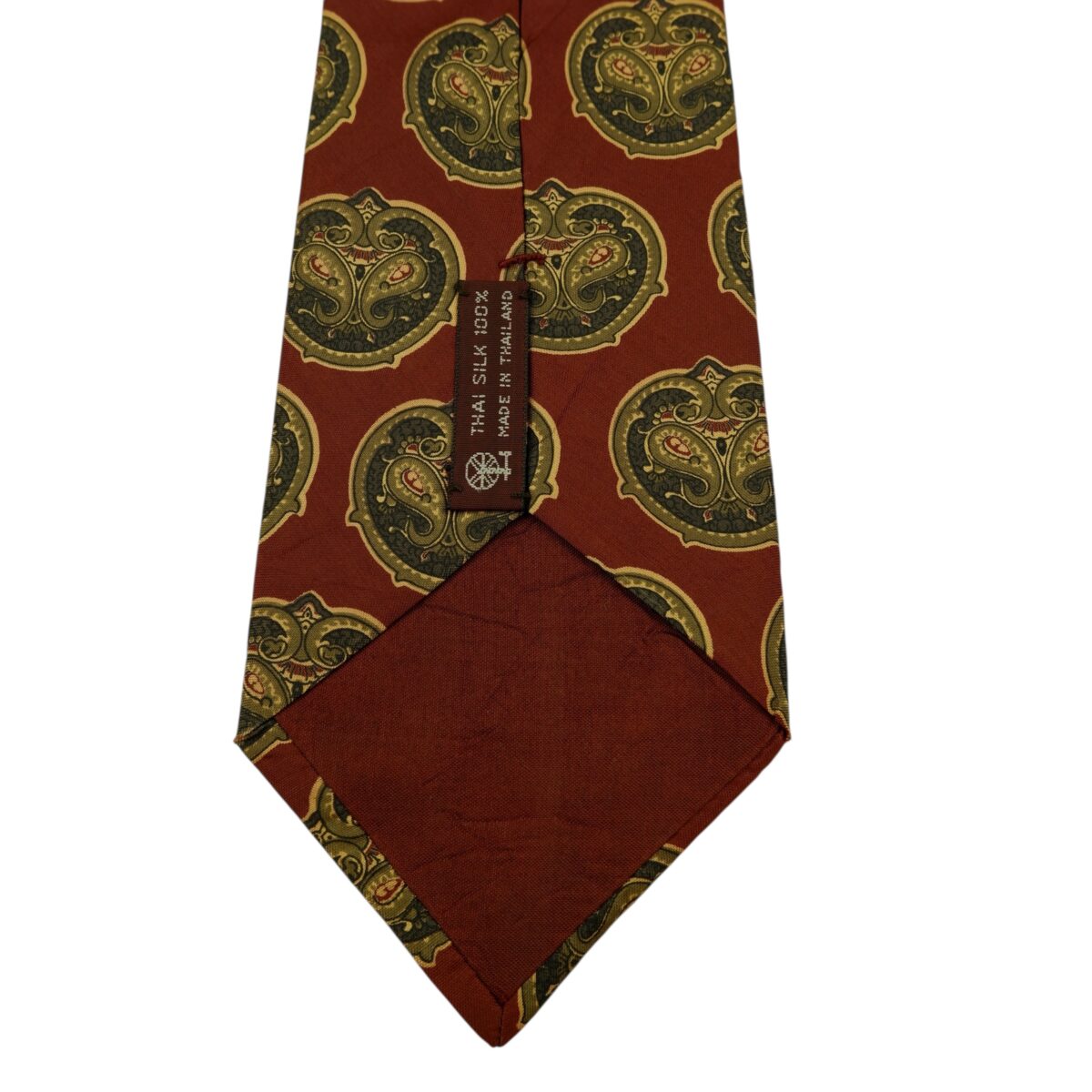 a15901 8 Jim Thompson Tie Silk Brown Geometric Thailand (US Import Tax Included) มุมที่ 8