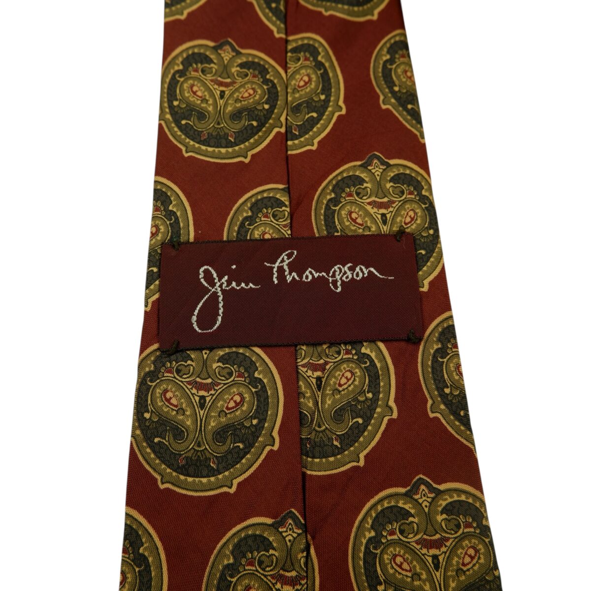 a15901 9 Jim Thompson Tie Silk Brown Geometric Thailand (US Import Tax Included) มุมที่ 9