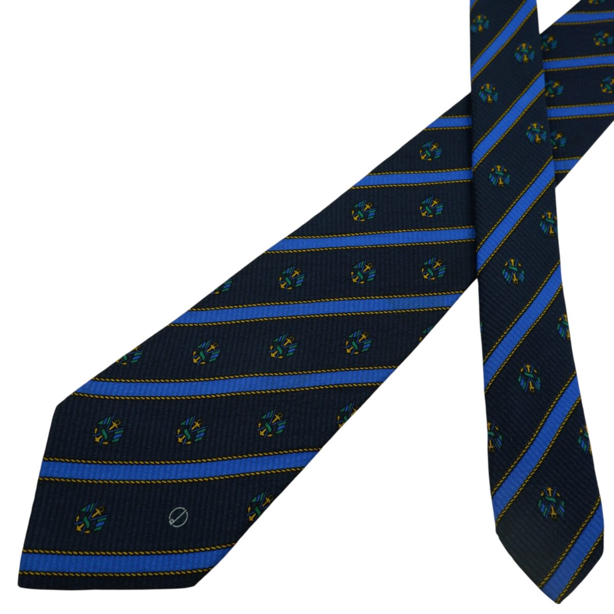 a15905 2 Dunhill Tie Silk Dark Navy Stripe Italy (US Import Tax Included) มุมที่ 2