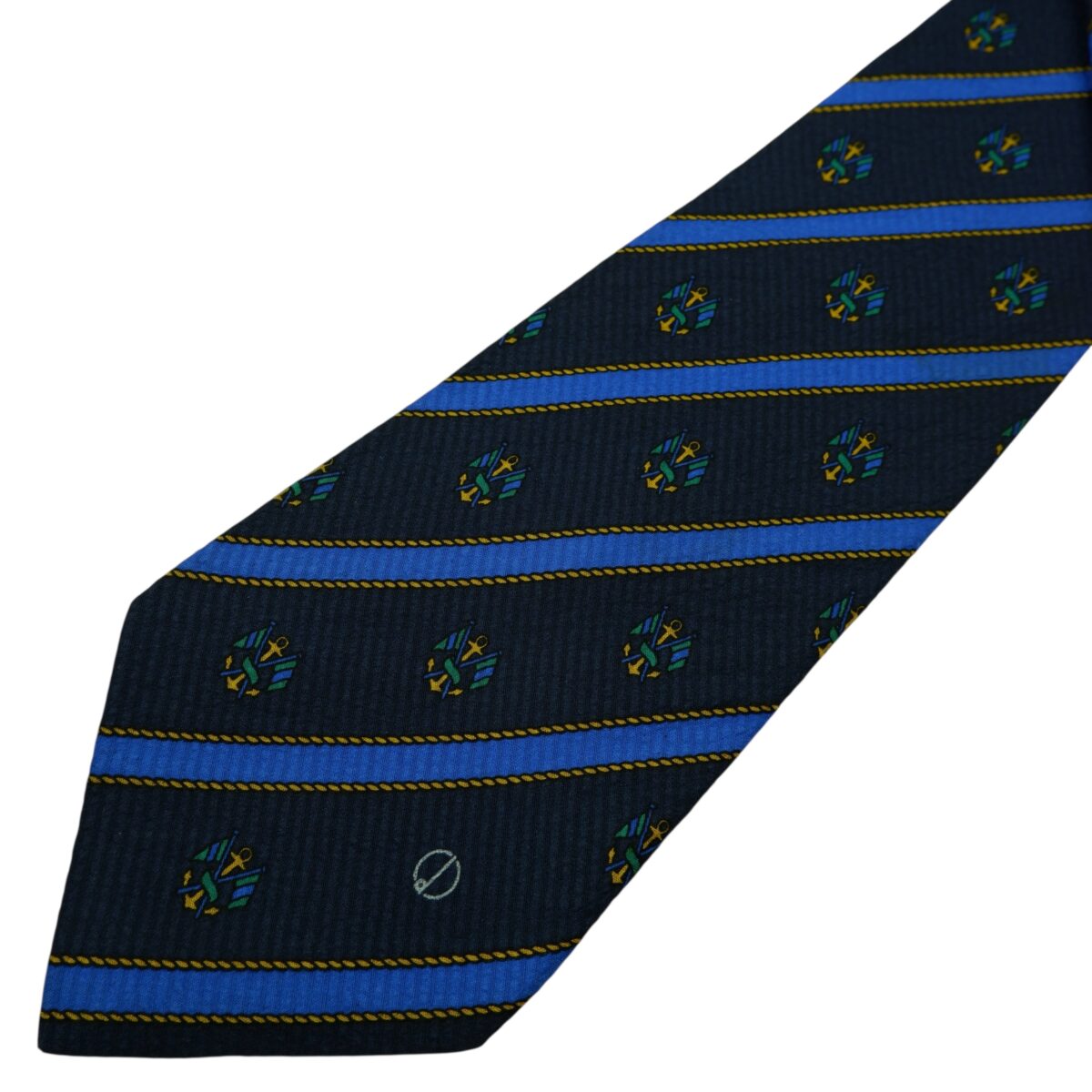 a15905 3 Dunhill Tie Silk Dark Navy Stripe Italy (US Import Tax Included) มุมที่ 3