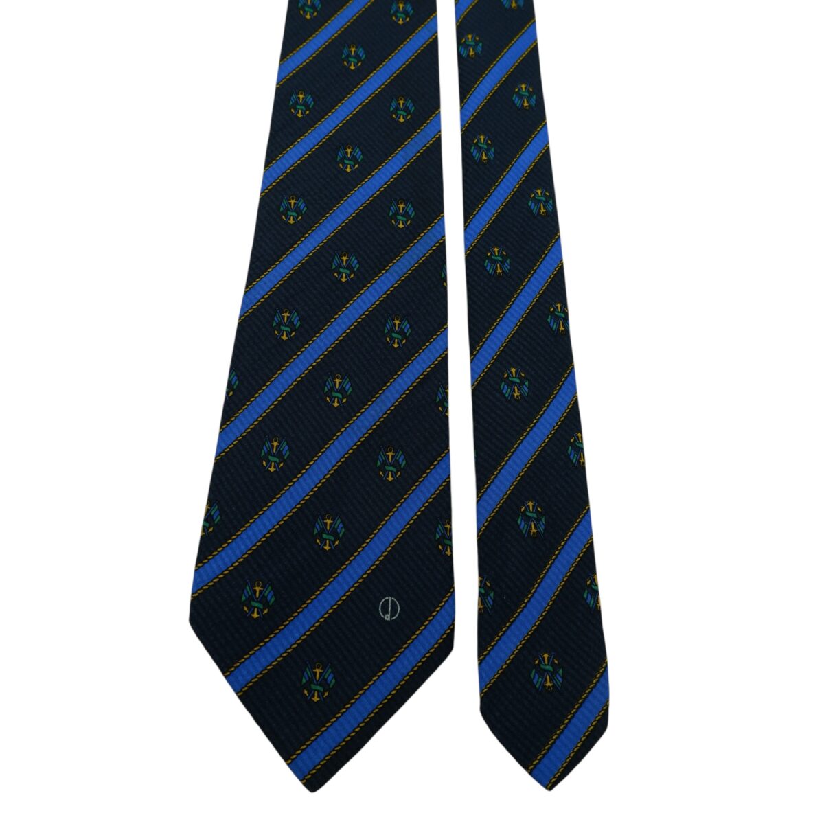 a15905 4 Dunhill Tie Silk Dark Navy Stripe Italy (US Import Tax Included) มุมที่ 4