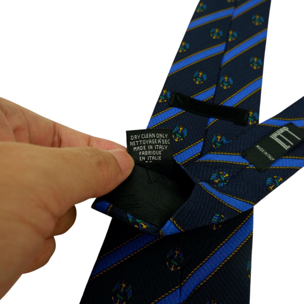 a15905 8 Dunhill Tie Silk Dark Navy Stripe Italy (US Import Tax Included) มุมที่ 8