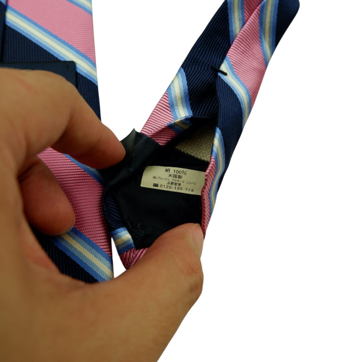 a15912 10 Brooks Brothers Tie Silk Dark Navy Pink Stripe USA (US Import Tax Included) มุมที่ 10