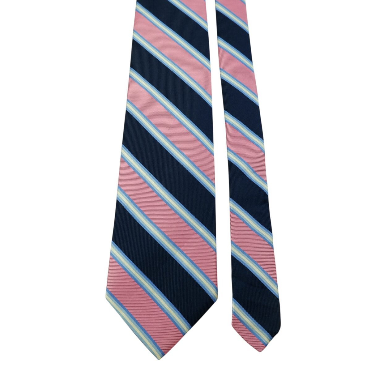 a15912 3 Brooks Brothers Tie Silk Dark Navy Pink Stripe USA (US Import Tax Included) มุมที่ 3