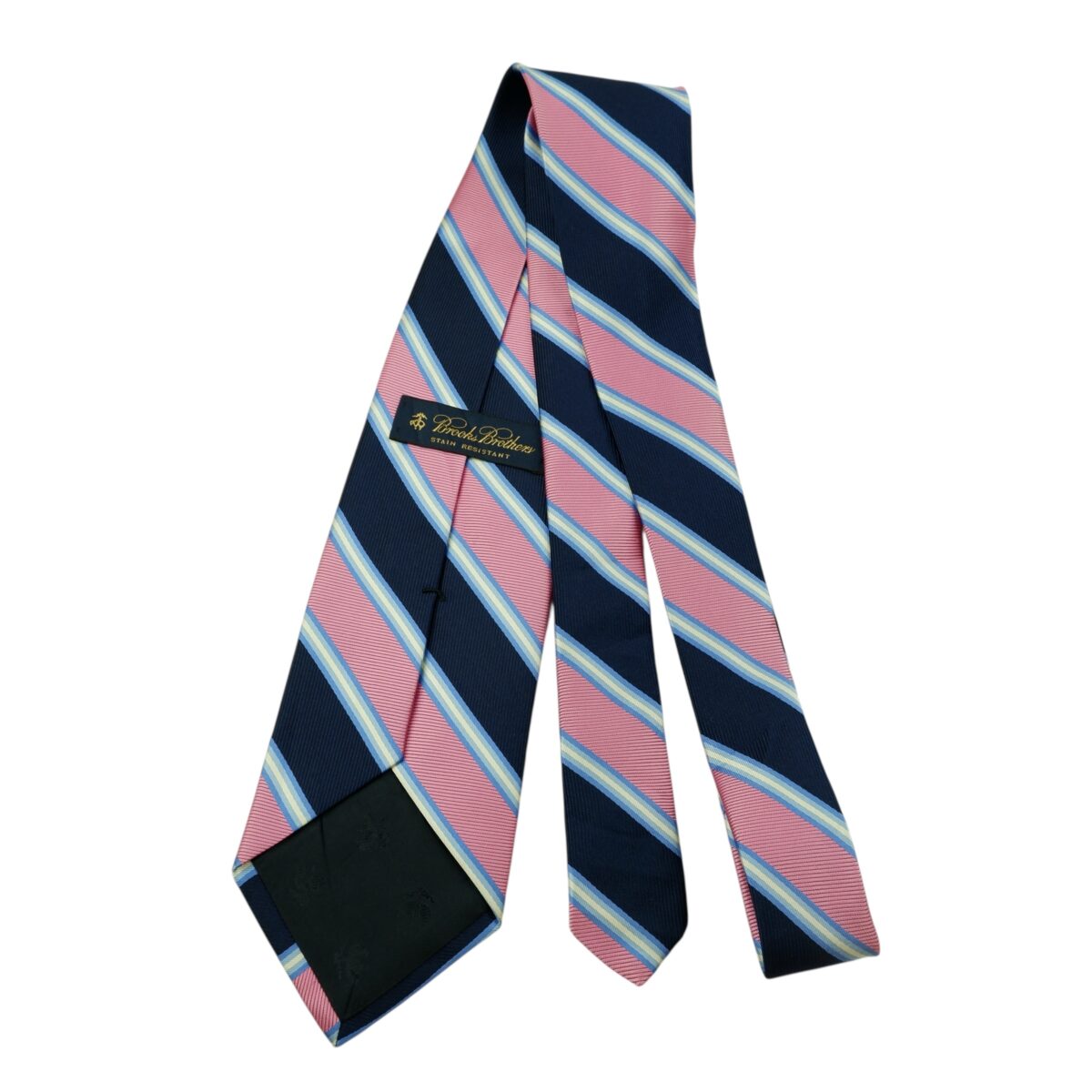 a15912 7 Brooks Brothers Tie Silk Dark Navy Pink Stripe USA (US Import Tax Included) มุมที่ 7