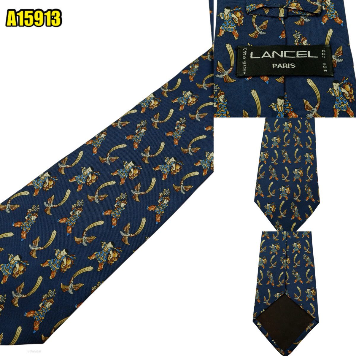 created by photogrid Lancel Tie Silk Navy Geometric France (US Import Tax Included) มุมที่ 1