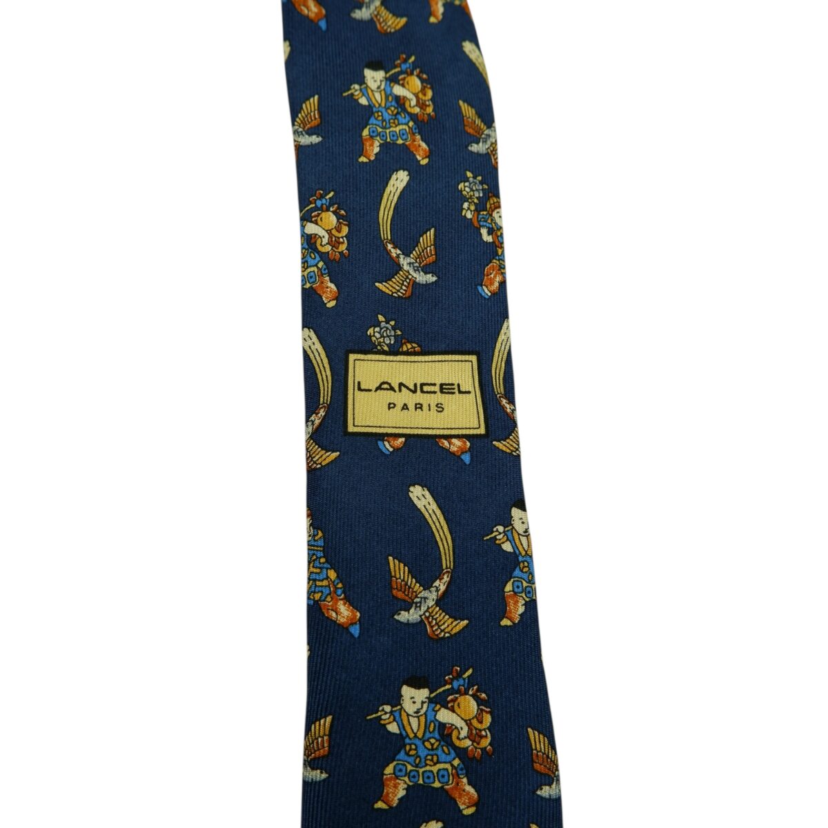 a15913 10 Lancel Tie Silk Navy Geometric France (US Import Tax Included) มุมที่ 10