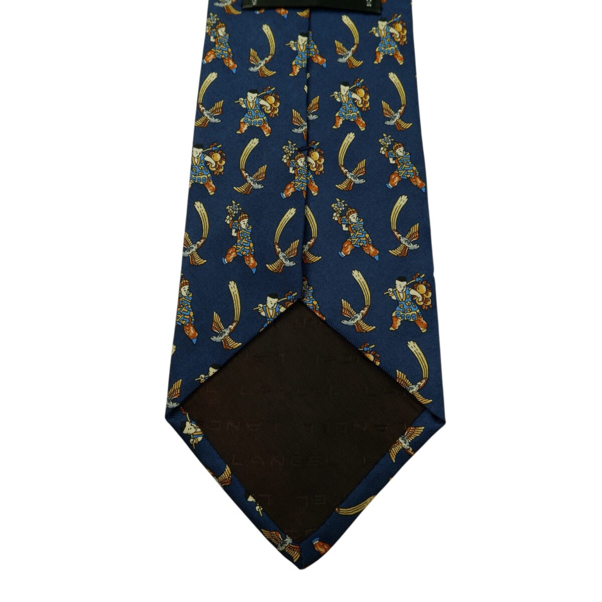 a15913 8 Lancel Tie Silk Navy Geometric France (US Import Tax Included) มุมที่ 8