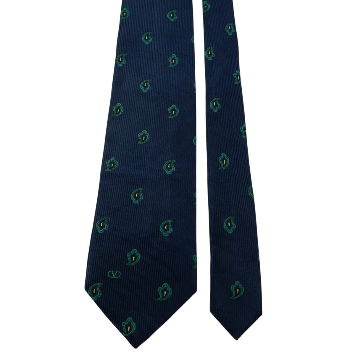 Valentino Tie Silk Dark Blue Paisley Geometric Italy (US Import Tax Included) | mesabb clothing Valentino Tie Silk Dark Blue Paisley Geometric Italy (US Import Tax Included) มุมที่ 3
