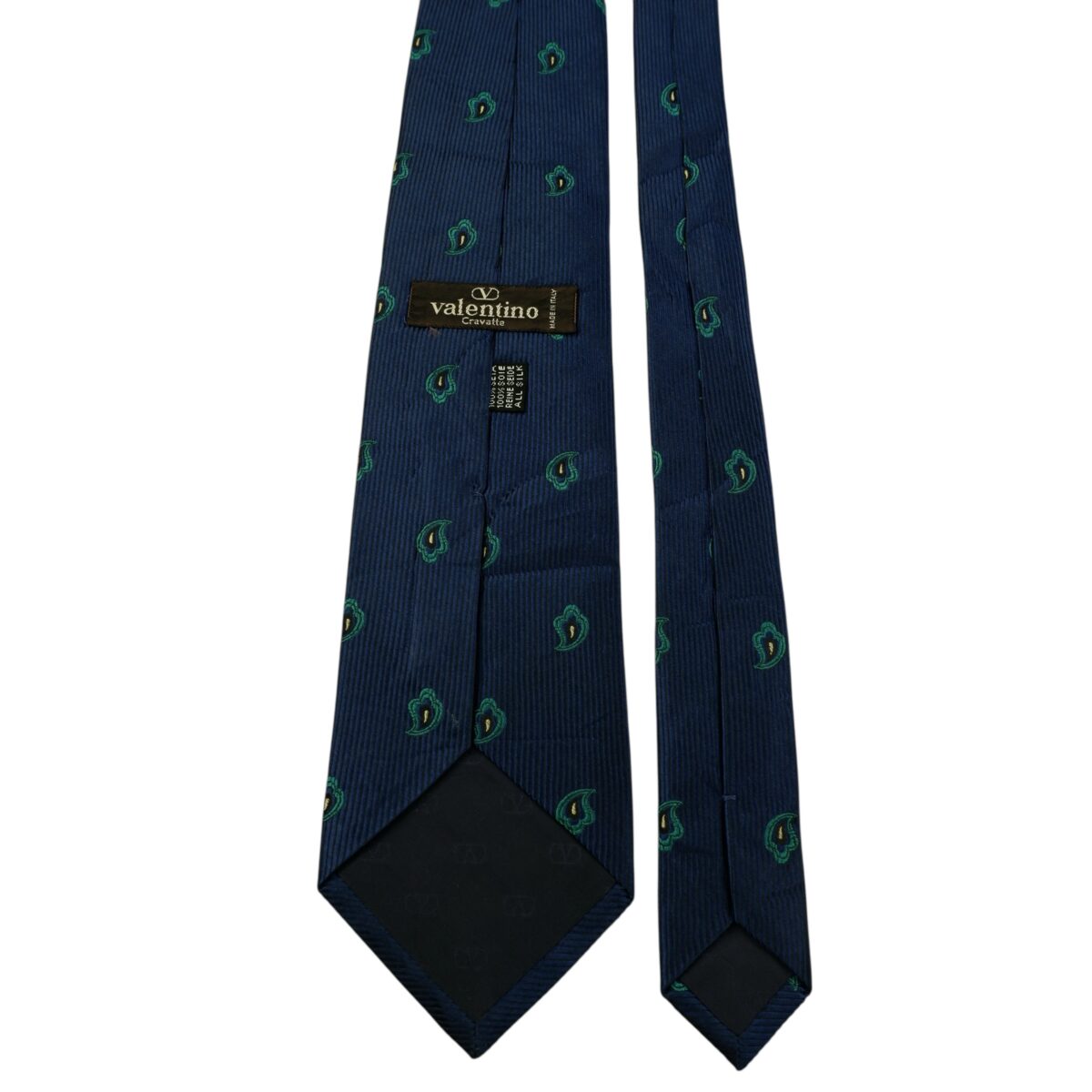 Valentino Tie Silk Dark Blue Paisley Geometric Italy (US Import Tax Included) | mesabb clothing Valentino Tie Silk Dark Blue Paisley Geometric Italy (US Import Tax Included) มุมที่ 4