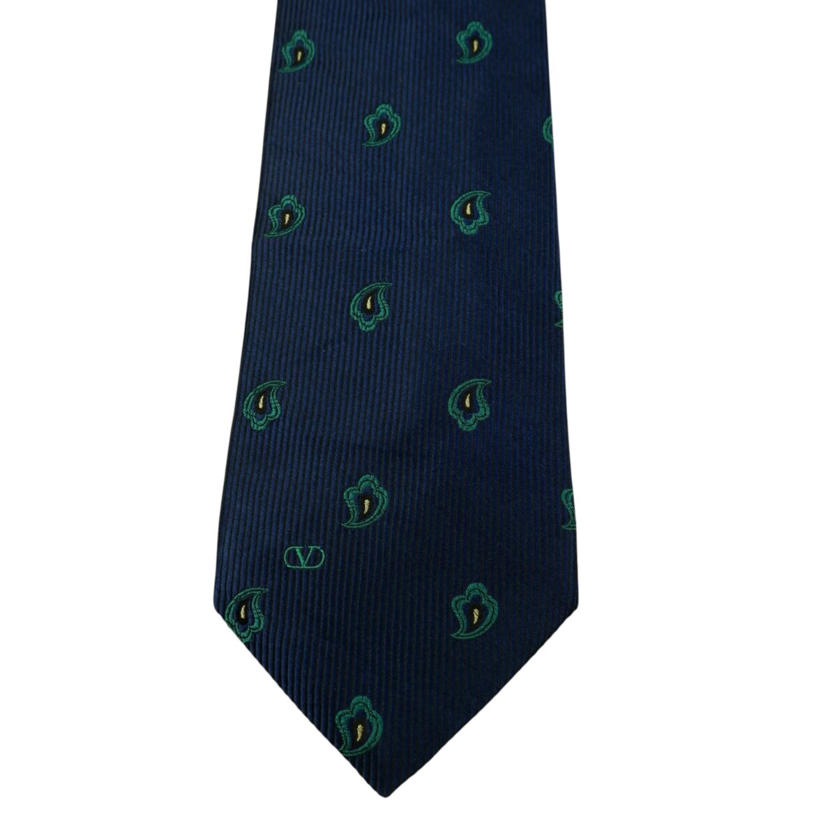 Valentino Tie Silk Dark Blue Paisley Geometric Italy (US Import Tax Included) | mesabb clothing Valentino Tie Silk Dark Blue Paisley Geometric Italy (US Import Tax Included) มุมที่ 6