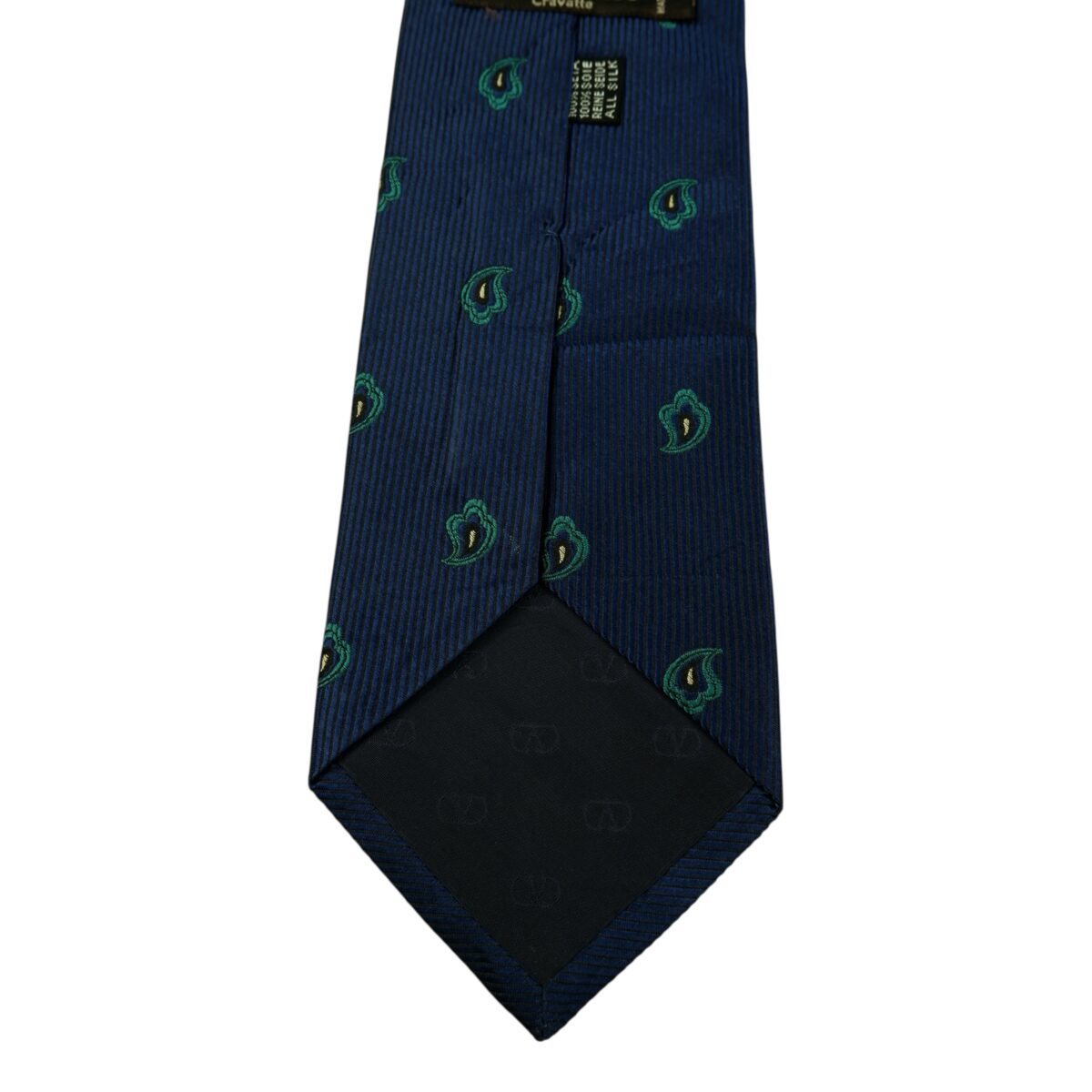 Valentino Tie Silk Dark Blue Paisley Geometric Italy (US Import Tax Included) | mesabb clothing Valentino Tie Silk Dark Blue Paisley Geometric Italy (US Import Tax Included) มุมที่ 8