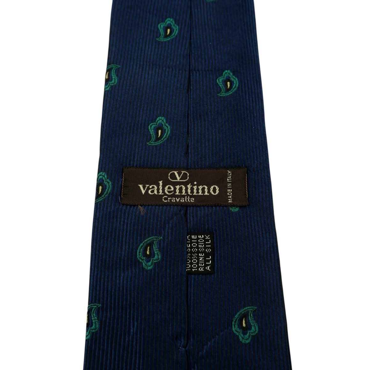 Valentino Tie Silk Dark Blue Paisley Geometric Italy (US Import Tax Included) | mesabb clothing Valentino Tie Silk Dark Blue Paisley Geometric Italy (US Import Tax Included) มุมที่ 9