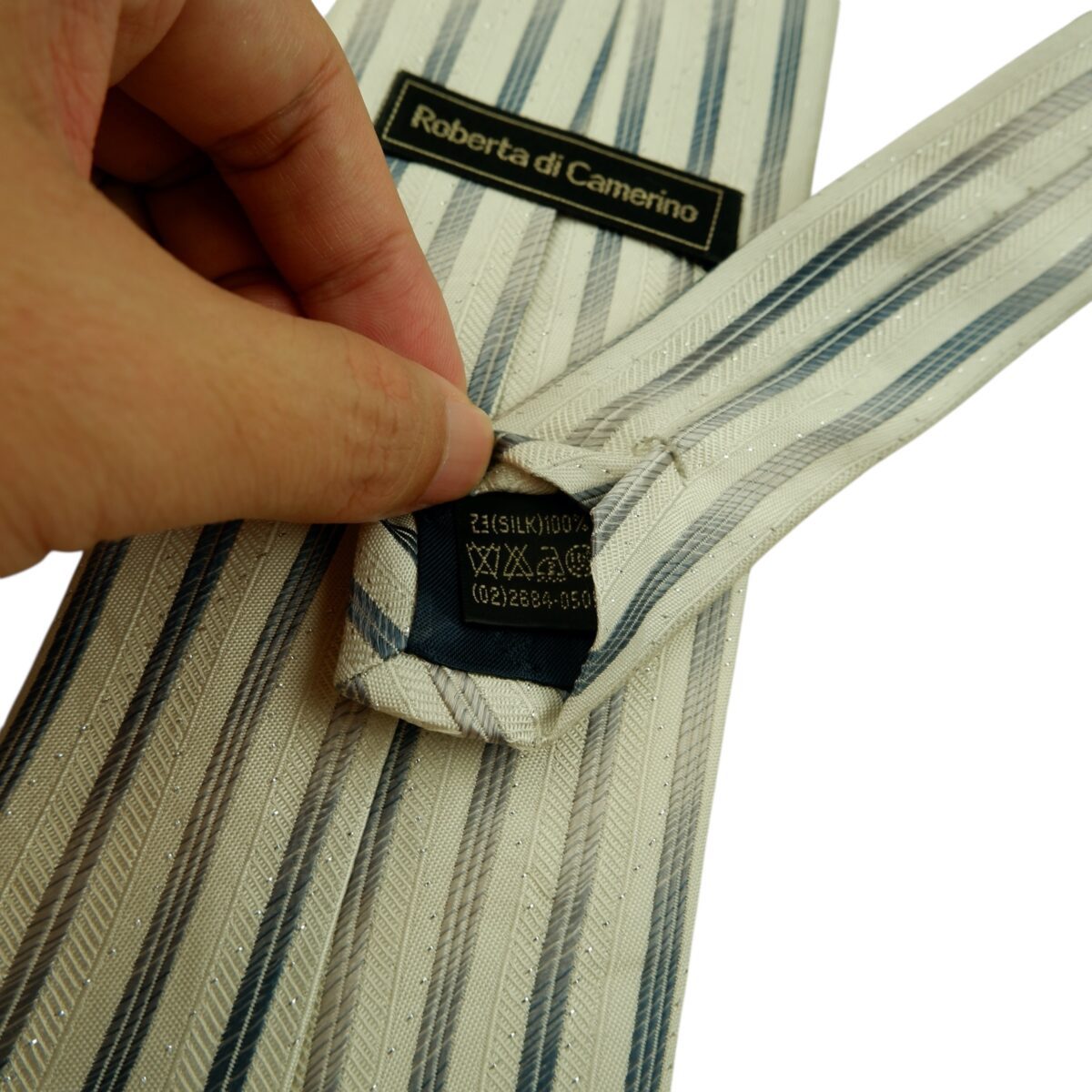 Roberta Di Camerino Tie Silk White Stripe Korea (US Import Tax Included) | mesabb clothing Roberta Di Camerino Tie Silk White Stripe Korea (US Import Tax Included) มุมที่ 10