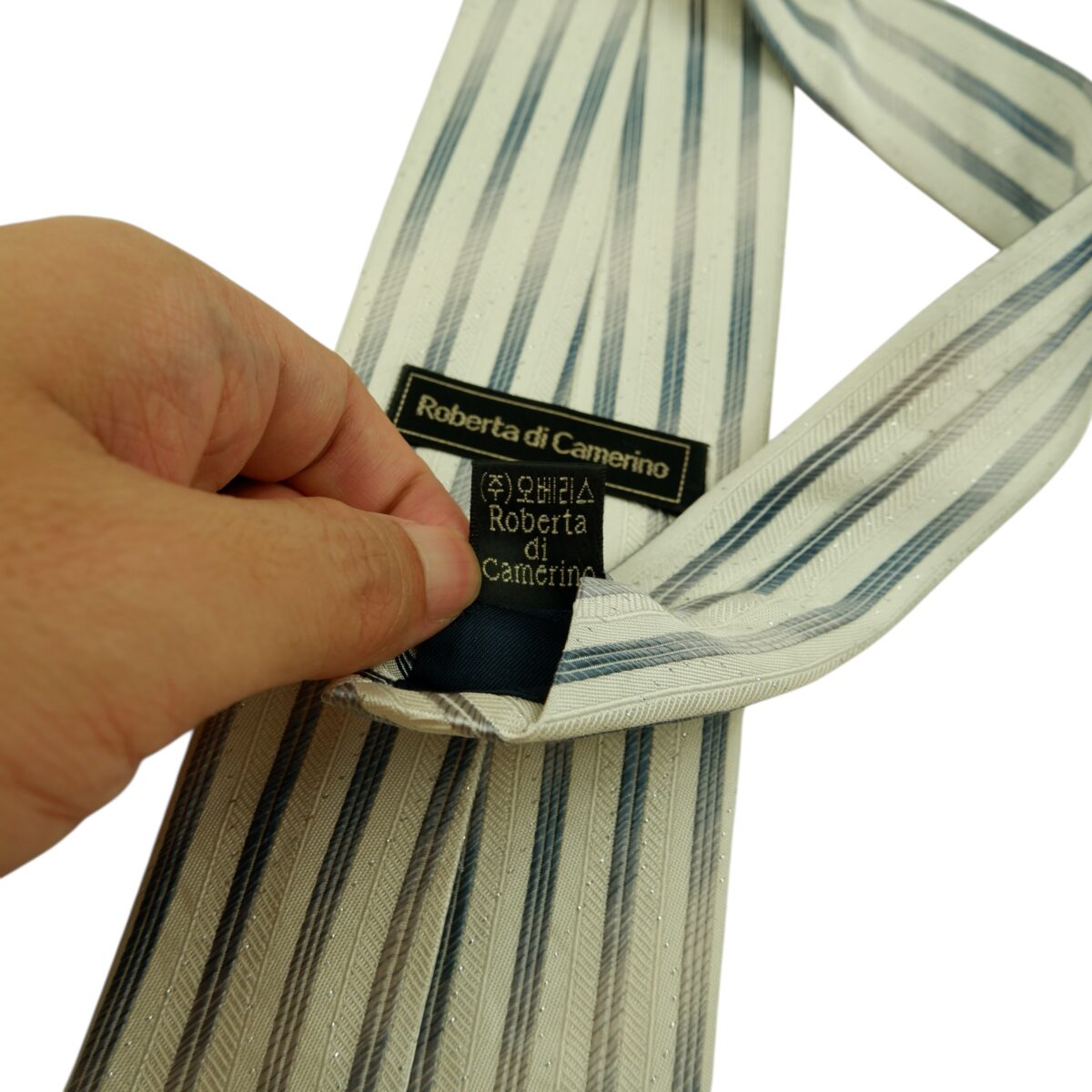 Roberta Di Camerino Tie Silk White Stripe Korea (US Import Tax Included) | mesabb clothing Roberta Di Camerino Tie Silk White Stripe Korea (US Import Tax Included) มุมที่ 11