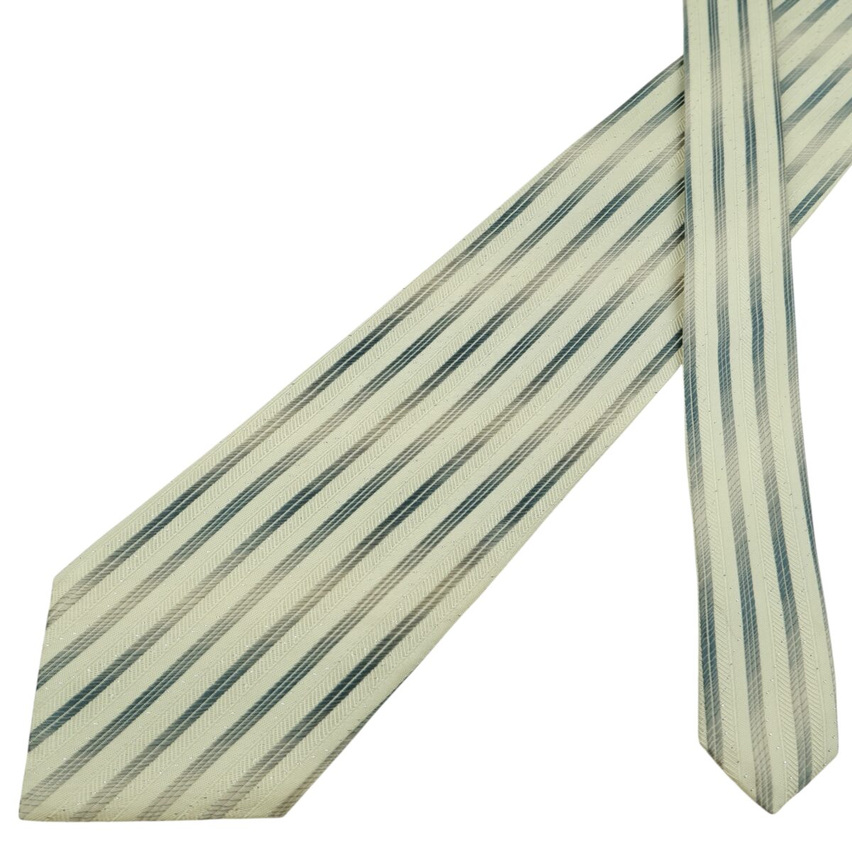 Roberta Di Camerino Tie Silk White Stripe Korea (US Import Tax Included) | mesabb clothing Roberta Di Camerino Tie Silk White Stripe Korea (US Import Tax Included) มุมที่ 2