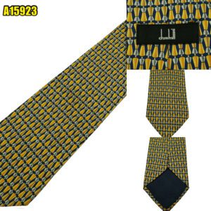 Dunhill Tie Silk Yellow Geometric Italy (US Import Tax Included) มุมที่ 1