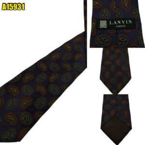 Lanvin Tie Silk Dark Navy Paisley Pattern Italy (US Import Tax Included) มุมที่ 1
