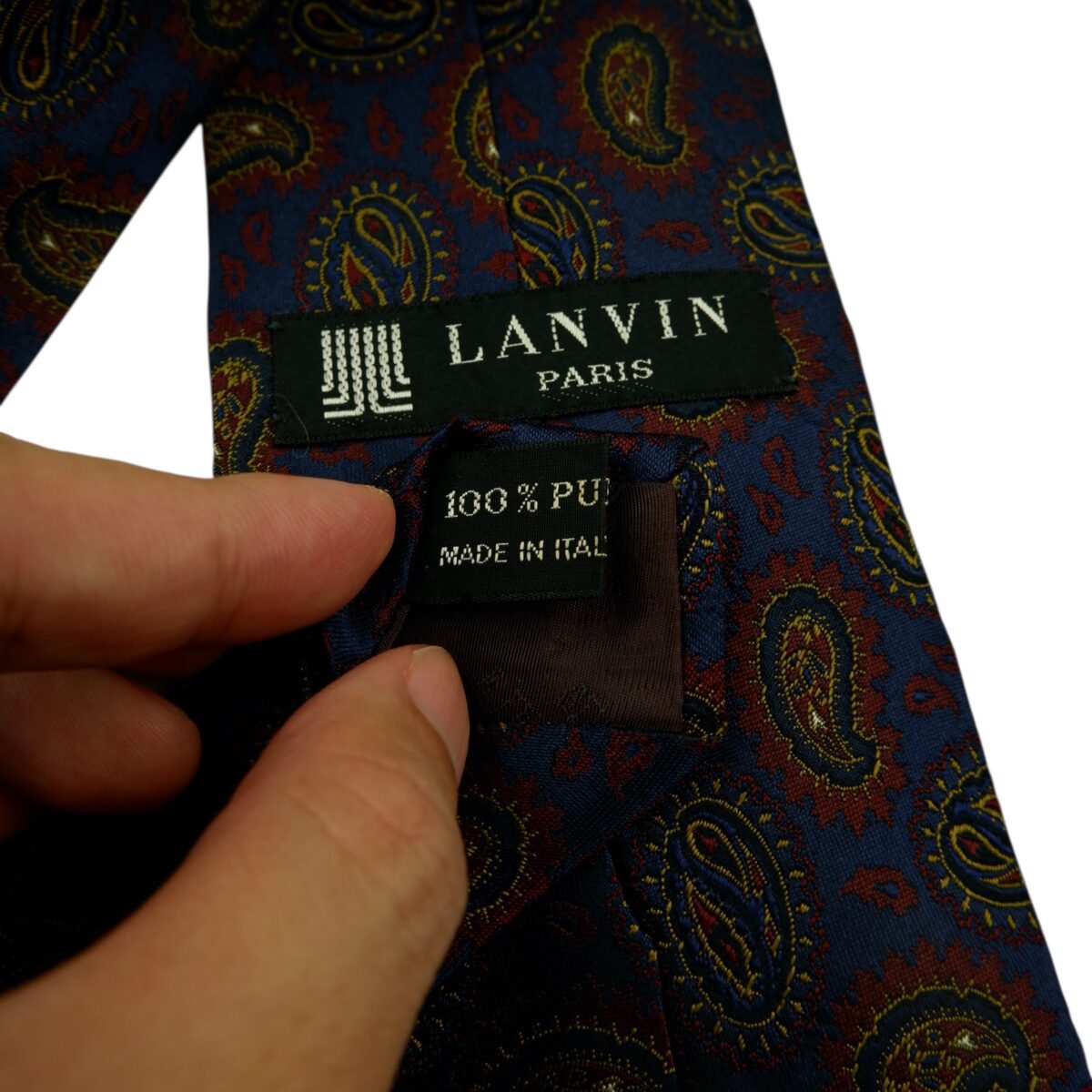 Lanvin Tie Silk Dark Navy Paisley Pattern Italy (US Import Tax Included) | mesabb clothing Lanvin Tie Silk Dark Navy Paisley Pattern Italy (US Import Tax Included) มุมที่ 10