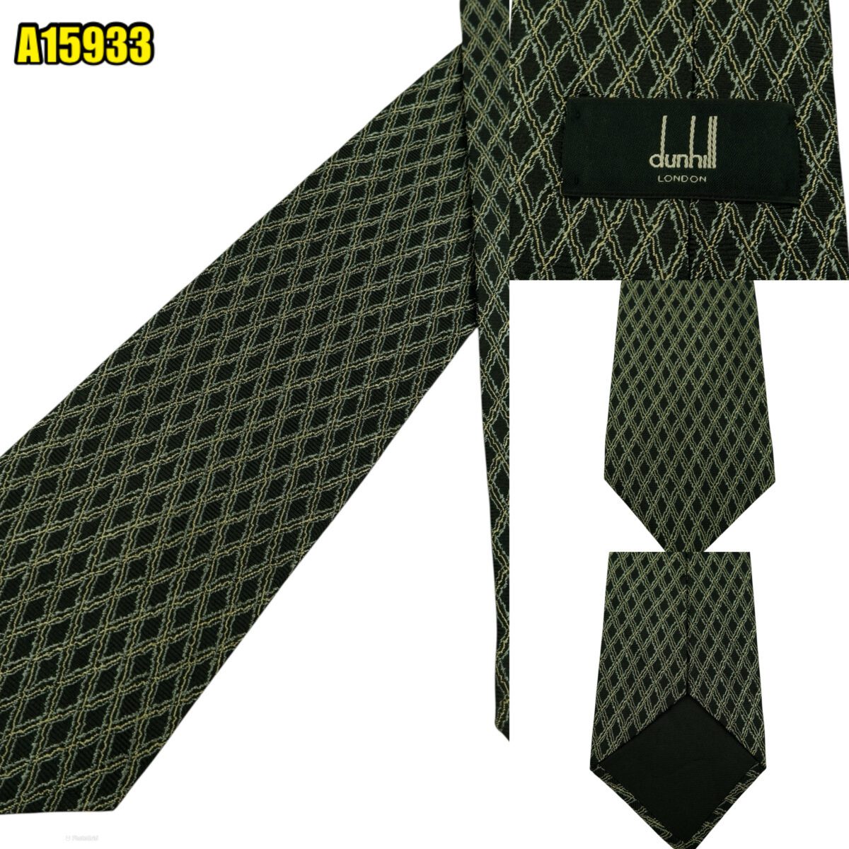 created by photogrid Dunhill Tie Silk Black Check Italy (US Import Tax Included) มุมที่ 1
