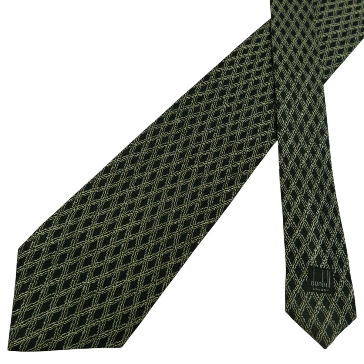 a15933 2 Dunhill Tie Silk Black Check Italy (US Import Tax Included) มุมที่ 2