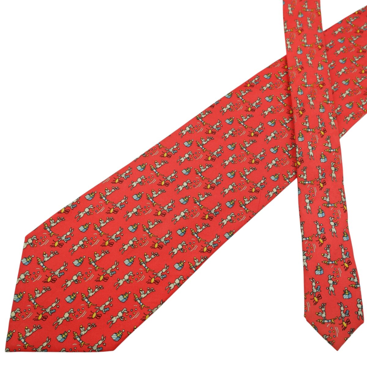 a15935 2 Roberta Di Camerino Tie Silk Red Dog Geometric Korea (US Import Tax Included) มุมที่ 2