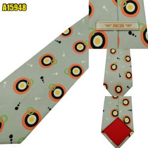 MCM Tie Silk Grey Geometric Korea (US Import Tax Included) มุมที่ 1