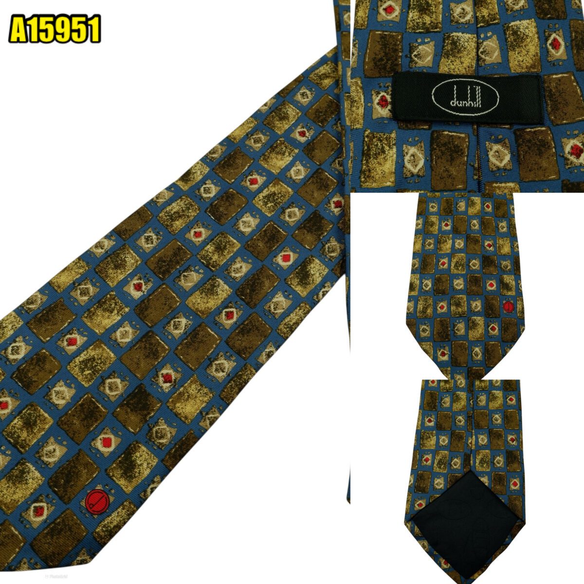 created by photogrid Dunhill Tie Silk Blue Geometric Italy (US Import Tax Included) มุมที่ 1