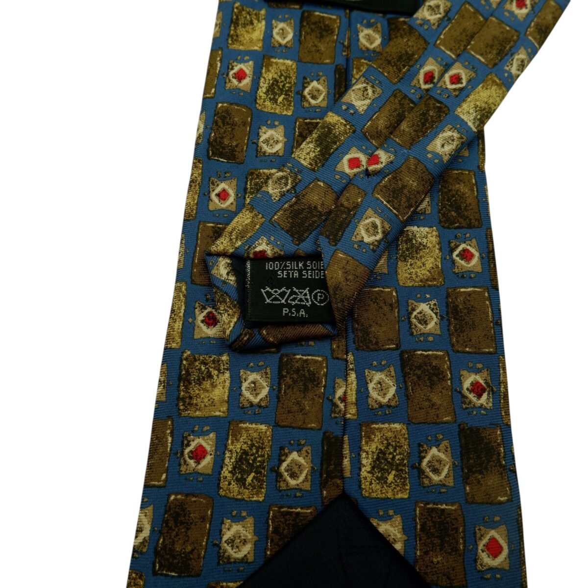 a15951 11 Dunhill Tie Silk Blue Geometric Italy (US Import Tax Included) มุมที่ 11