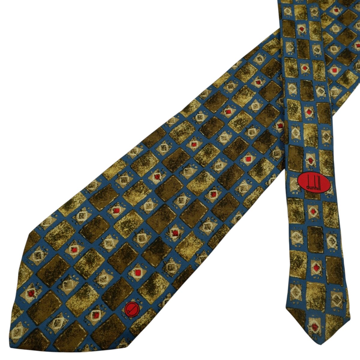 a15951 2 Dunhill Tie Silk Blue Geometric Italy (US Import Tax Included) มุมที่ 2
