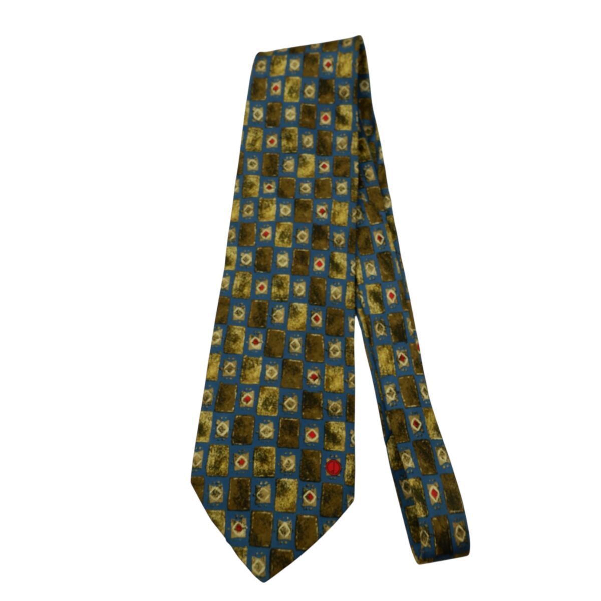 a15951 5 Dunhill Tie Silk Blue Geometric Italy (US Import Tax Included) มุมที่ 5