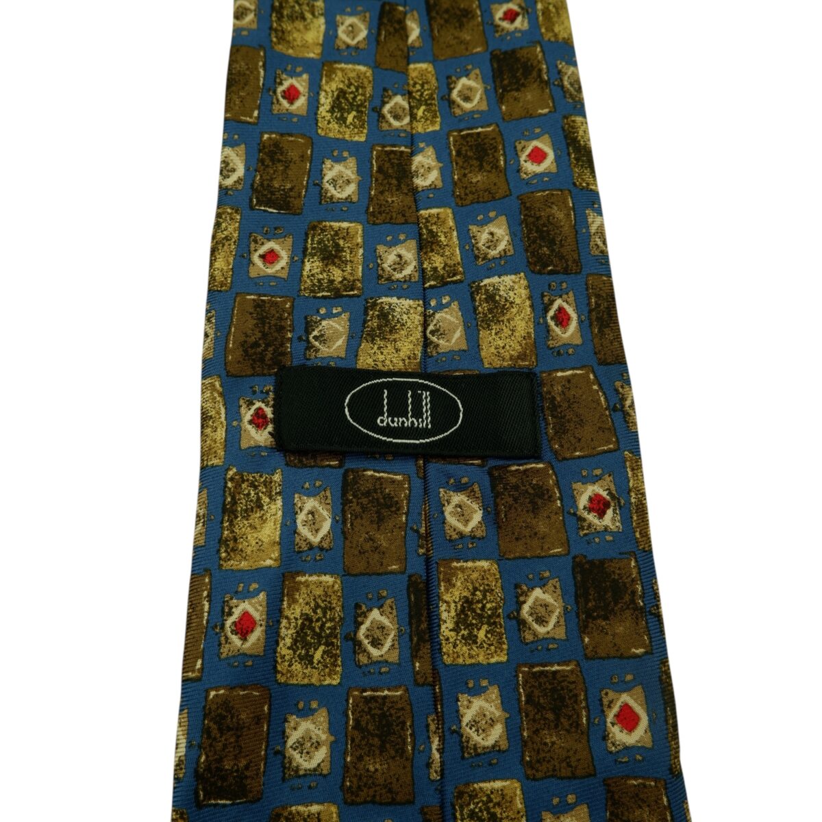 a15951 9 Dunhill Tie Silk Blue Geometric Italy (US Import Tax Included) มุมที่ 9