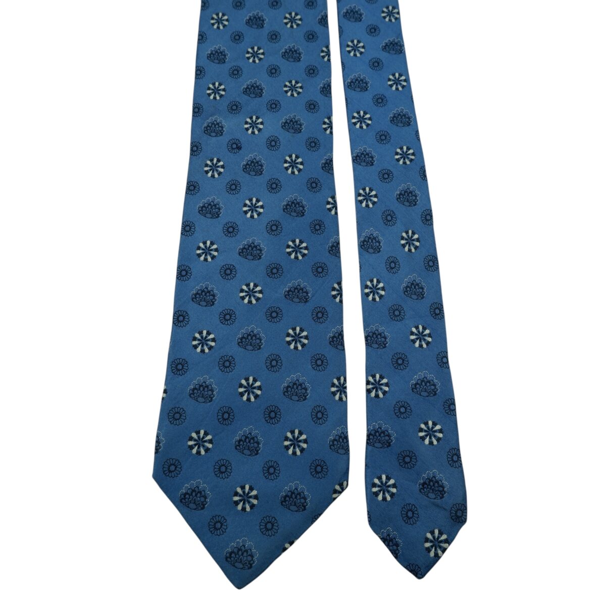 Ermenegildo Zegna Tie Silk Blue Geometric Italy (US Import Tax Included) | mesabb clothing Ermenegildo Zegna Tie Silk Blue Geometric Italy (US Import Tax Included) มุมที่ 3